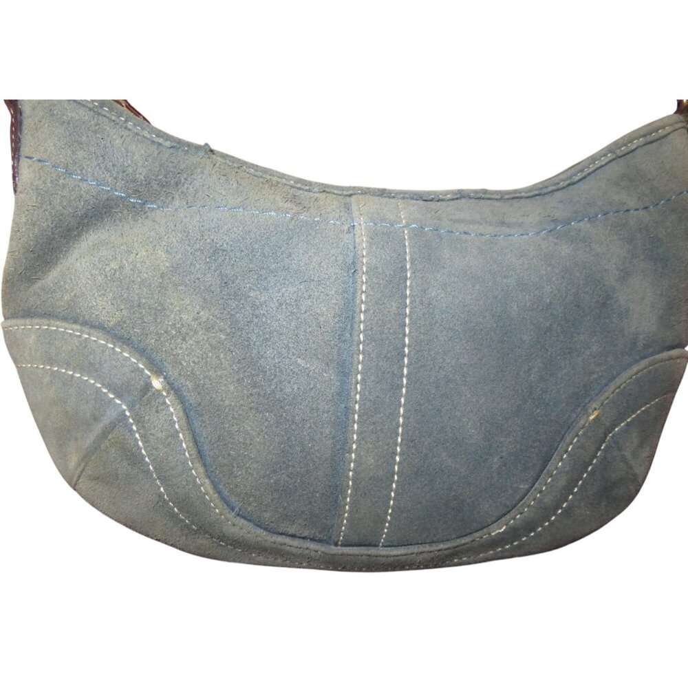 Coach 2004 Soho Suede & Leather Demi Hobo Handbag in Denim Gray Blue 4284 - Picture 10 of 12